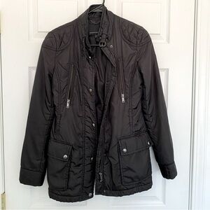 Banana Republic black puff trench coat